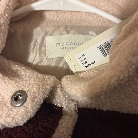 NWT! Mod-O-Doc Teddy Sherpa Color Block Funnel Neck Jacket - Picture 9 of 9